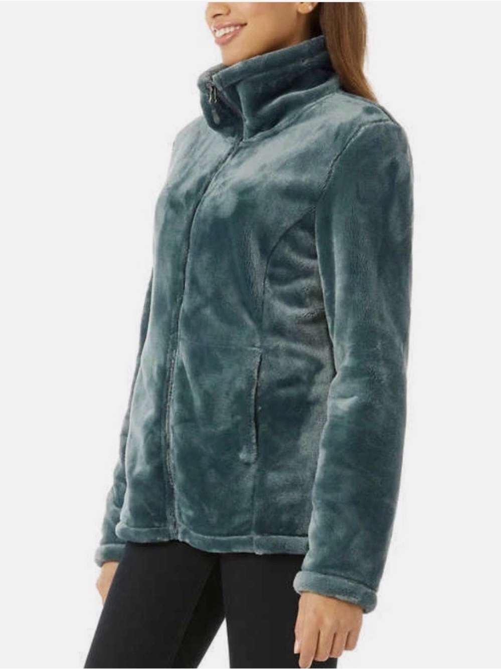 32 Degrees Heat Women’s Plush Faux Fur Polar Fleece Jacket Green Small